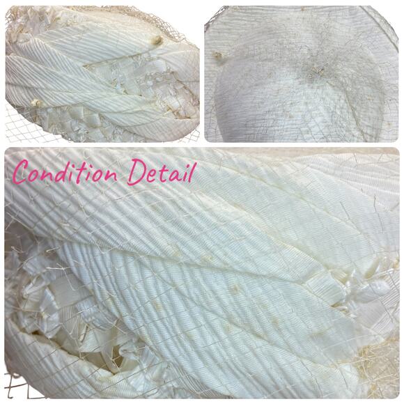 1950s Ivory Pillbox Hat with Netting Union Made Vintage Cocktail Hat